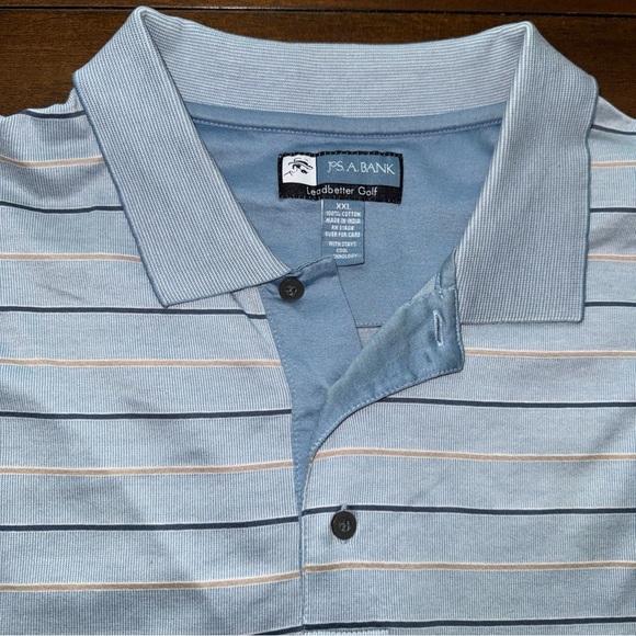 Jos. A Bank Leadbetter Cotton Golf Short Sleeve Polo Blue Stripe Men's Size XXL - Picture 4 of 6